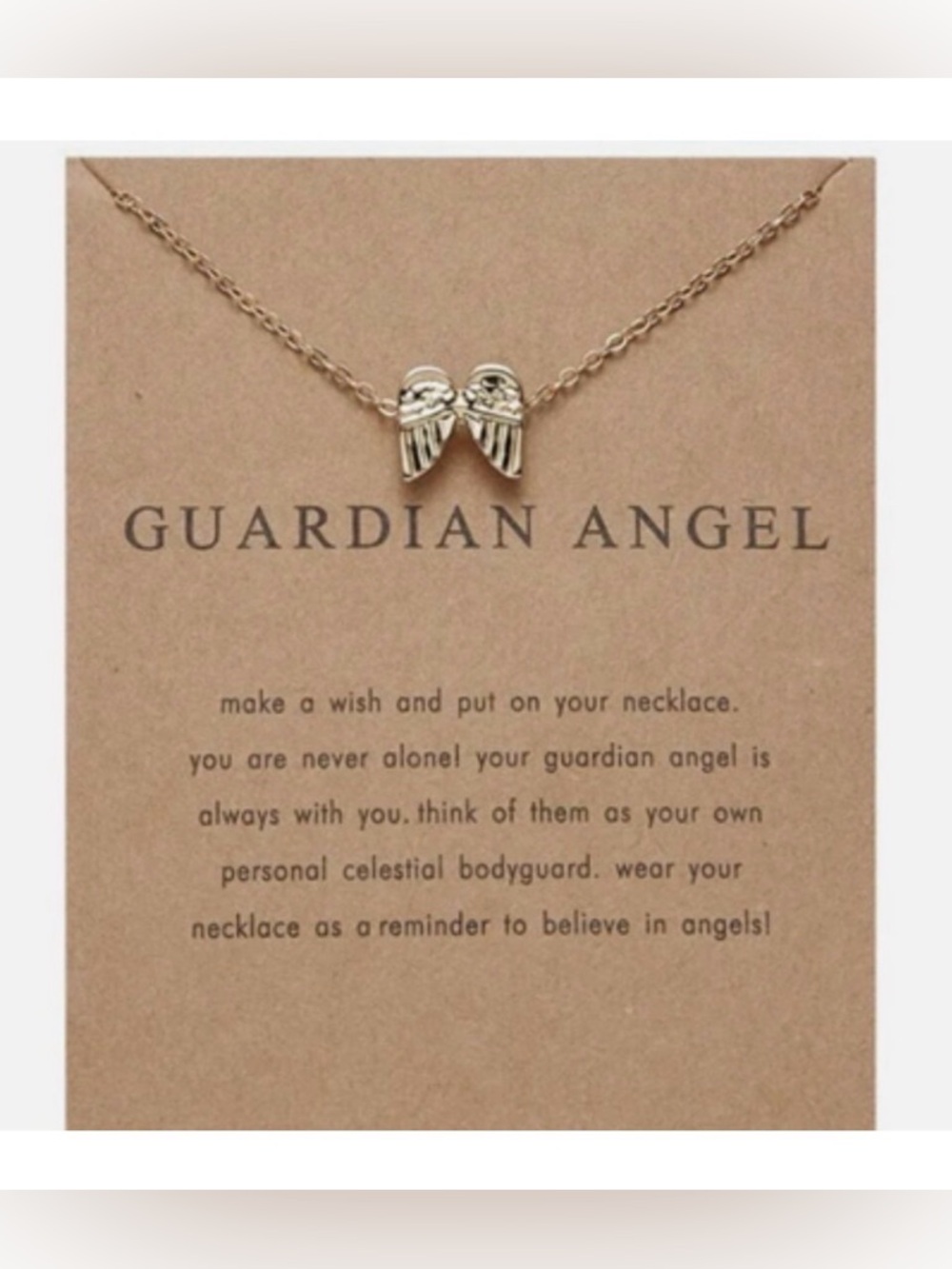 NEW “Guardian Angel” Gold Wings Pendant Necklace w/ Quote/Card - Great Gift! - Picture 1 of 2
